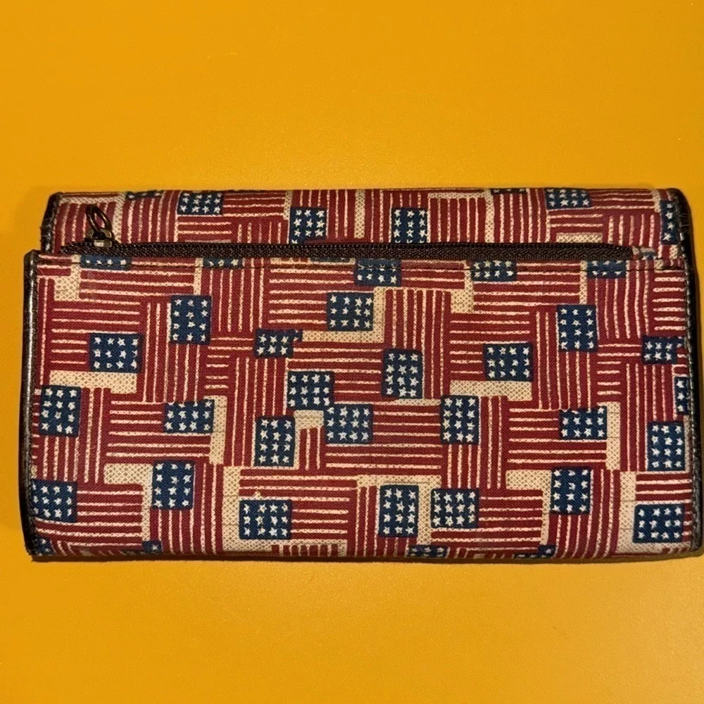 Longaberger Homestead Americana USA Flag Shoulder Tote Bag & Wallet Matching Set